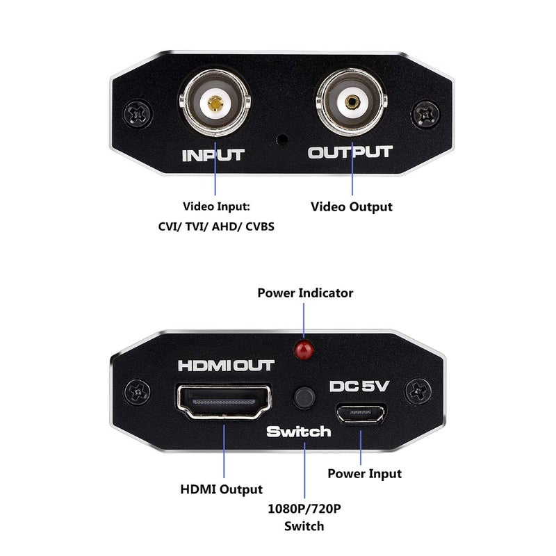 Wonlyus TVI/CVI/AHD to HDMI Converter, Full HD 4K 720P/ 1080P/ 3MP/ 4MP/ 5MP/ 8MP BNC to HDMI Video Adapter for Monitor HDTV DVRs - Image 4